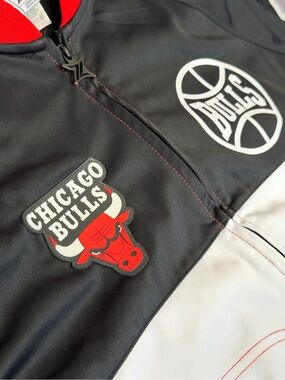 Chicago Bulls Zipway Track Jacket NBA Y2K Red Black Full Zip Size S